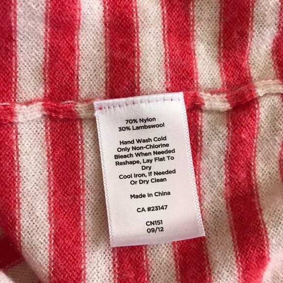 Coral and cream stripe lambswool blend sweater, M - Picture 5 of 5